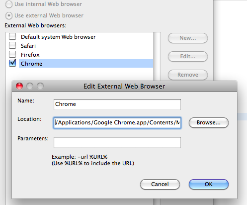 Eclipse Google Chrome Configuration